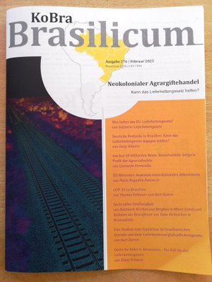 Das Heft bereitet die KoBra Frühjahrstagung 2025 vor, die vom 21.-23.03.2025 in Berlin Wannsee stattfindet: Verboten in Europa, verkauft nach Brasilien - der neokoloniale Handel mit Agrargiften.