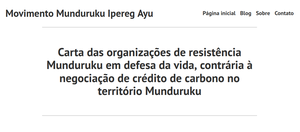 KoBra dokumentiert die deutschsprachige Übersetzung des Offenen Briefes der Munduruku-Organisation Movimento Munduruku Ipereg Ayu gegen die Verhandlungen der Landesregierung von Pará mit dem Dachverband der Indigenen Völker Parás zu CO2-Emissionszertifikaten im Munduruku-Territorium, der gestern veröffentlicht wurde.