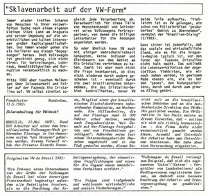 „Auf der Grundlage der gesammelten Beweise ist die Arbeitsstaatsanwaltschaft zu dem eindeutigen Schluss gekommen, dass Hunderte von Arbeitern auf der Volkswagen-Plantage versklavt und ihrer Würde beraubt wurden, indem sie verschiedenen Formen physischer und psychischer Gewalt ausgesetzt waren. Die Klage wurde daher eingereicht, um eine Entschädigung für die von Volkswagen begangenen schweren Menschenrechtsverletzungen zu erhalten“, erklärte Rafael Garcia, einer der Arbeitsstaatsanwälte, die die Anzeige unterzeichnet haben, gegenüber heute aktuell berichtenden Medien.